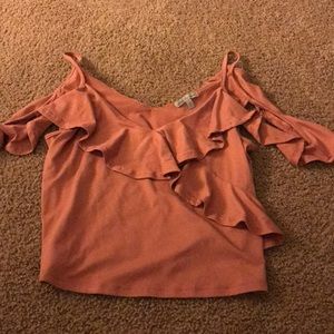 Off the shoulder pink tank crop top